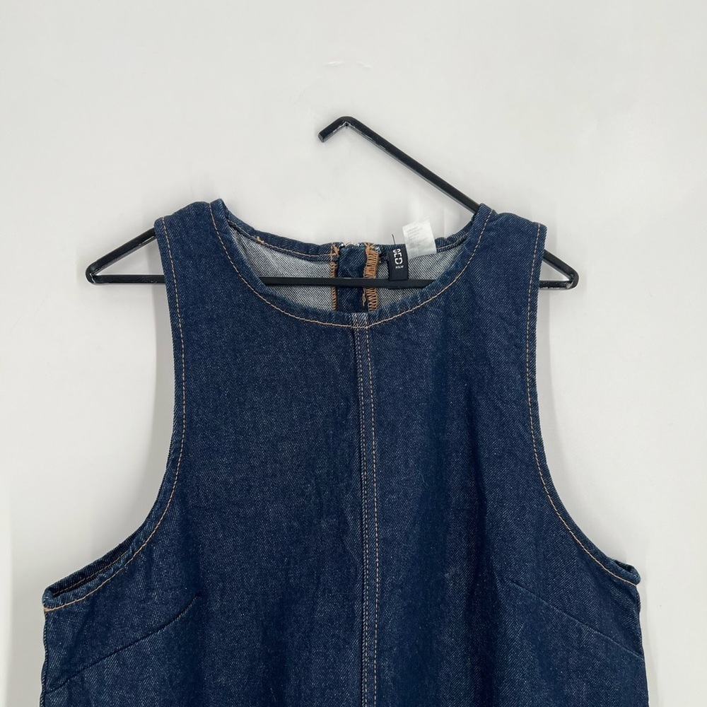 H&M Flared Skirt Denim Sleeveless Pleated Mini Dress